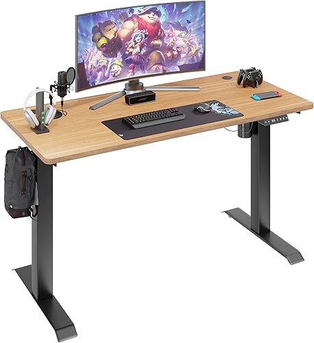 Vongrasig Escritorio eléctrico de pie ajustable en altura, 55 x 24 pulgadas, mesa de pie para oficina en casa, estación de trabajo para computadora