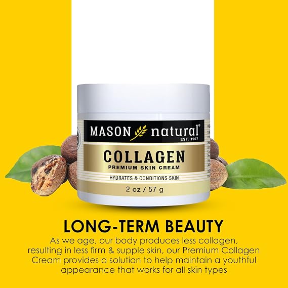 MASON NATURAL Collagen Premium Skin Cream, Womens Anti,Aging Face & Body Daily Moisturizer for Hydration & Firmness, Pear Scent, 2 oz