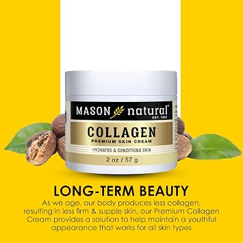 MASON NATURAL Collagen Premium Skin Cream, Womens Anti,Aging Face & Body Daily Moisturizer for Hydration & Firmness, Pear Scent, 2 oz