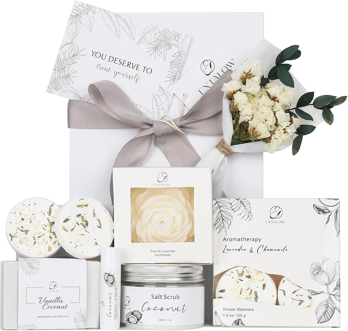 Regalos de spa para mujeres Juego de spa en casa con lavanda de coco Cestas de regalo de cumpleaños | Despedida de soltera, regalos de cuidado personal para mujeres, mamá, hermana, esposa, cestas de regalo de cumpleaños de Navidad, kit de spa, paquete de cuidado, regalo de agradecimiento
