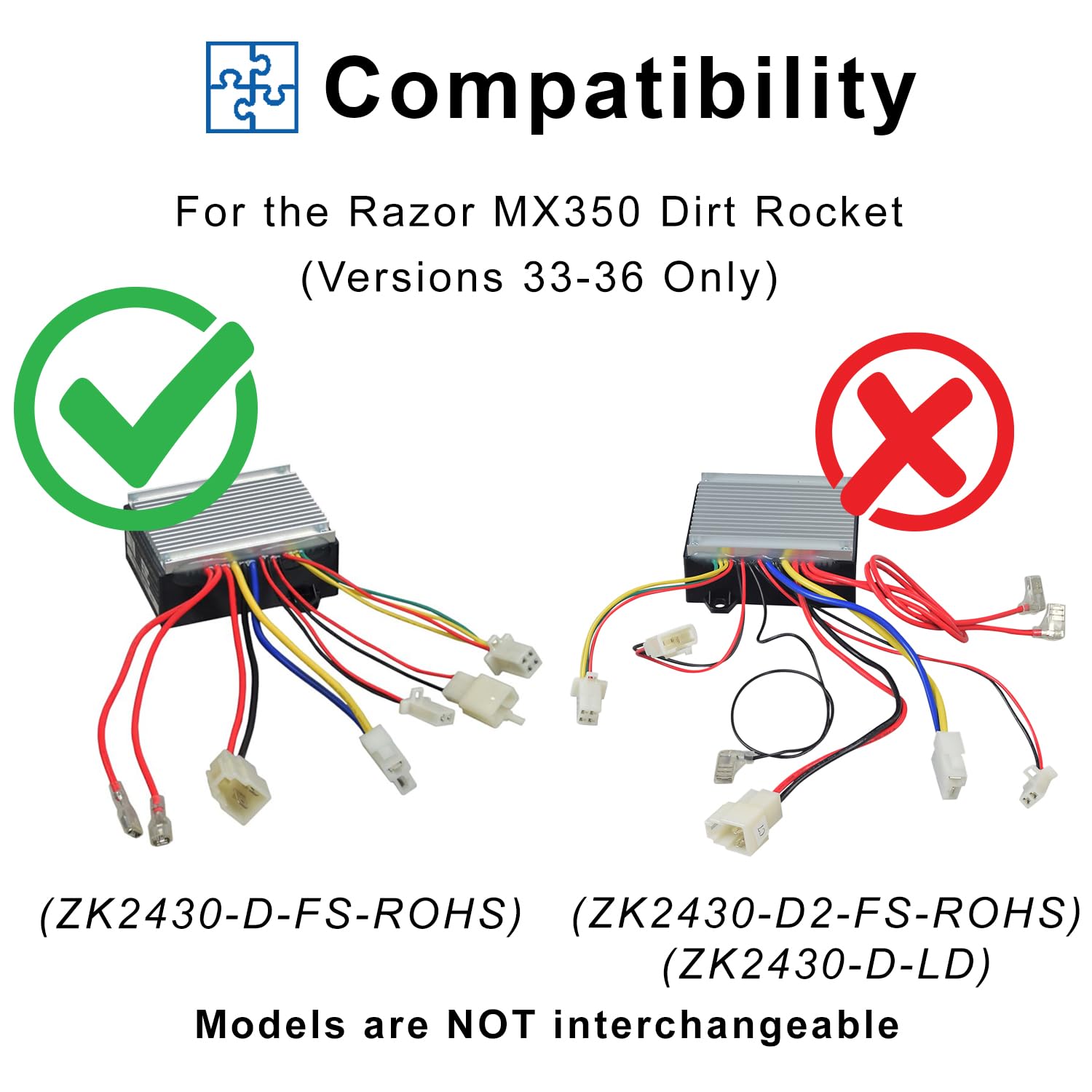 electrical bicycle controller zk2430 d fs Amazon.com: AlveyTech 24 Volt ZK2430-D-FS-ROHS Controller for The Razor  MX350 Dirt Rocket Bike (Versions 33-36)