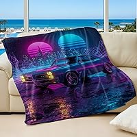 Vista 10 de Cyber Synthwave GTO Neon Retro Flannel Blanket, Super Soft Cozy Bed Throw, Versatile Throw Blanket for Bedroom & Sofa Decor (04,30 x 40in)