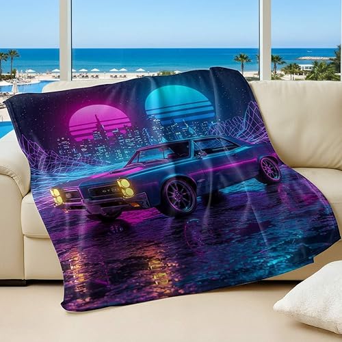 Miniatura 10 de Cyber Synthwave GTO - Manta de franela retro neón, súper suave y acogedora, manta versátil para decoración de dormitorio y sofá (06, 30 x 40