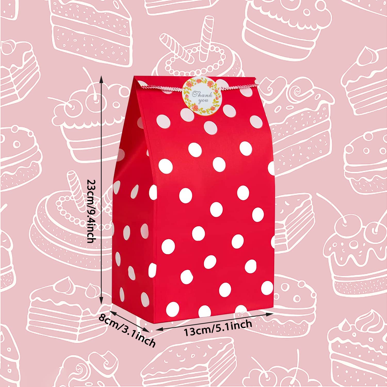 20 Sacs En Papier Kraft Zeawavsl 24x13x8cm + 48 Autocollants | Pour Anniversaires, Fêtes, Cadeaux