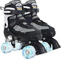 Vista 1 de Nattork Patines de ruedas para niños y niñas, 4 tamaños ajustables con ruedas iluminadas para niños principiantes para interiores y exteriores