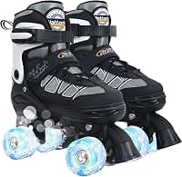 Nattork Patins para crianças, meninos, meninas, patins ajustáveis de 4 tamanhos com rodas iluminadas para crianças iniciantes para uso ao ar livre e interno