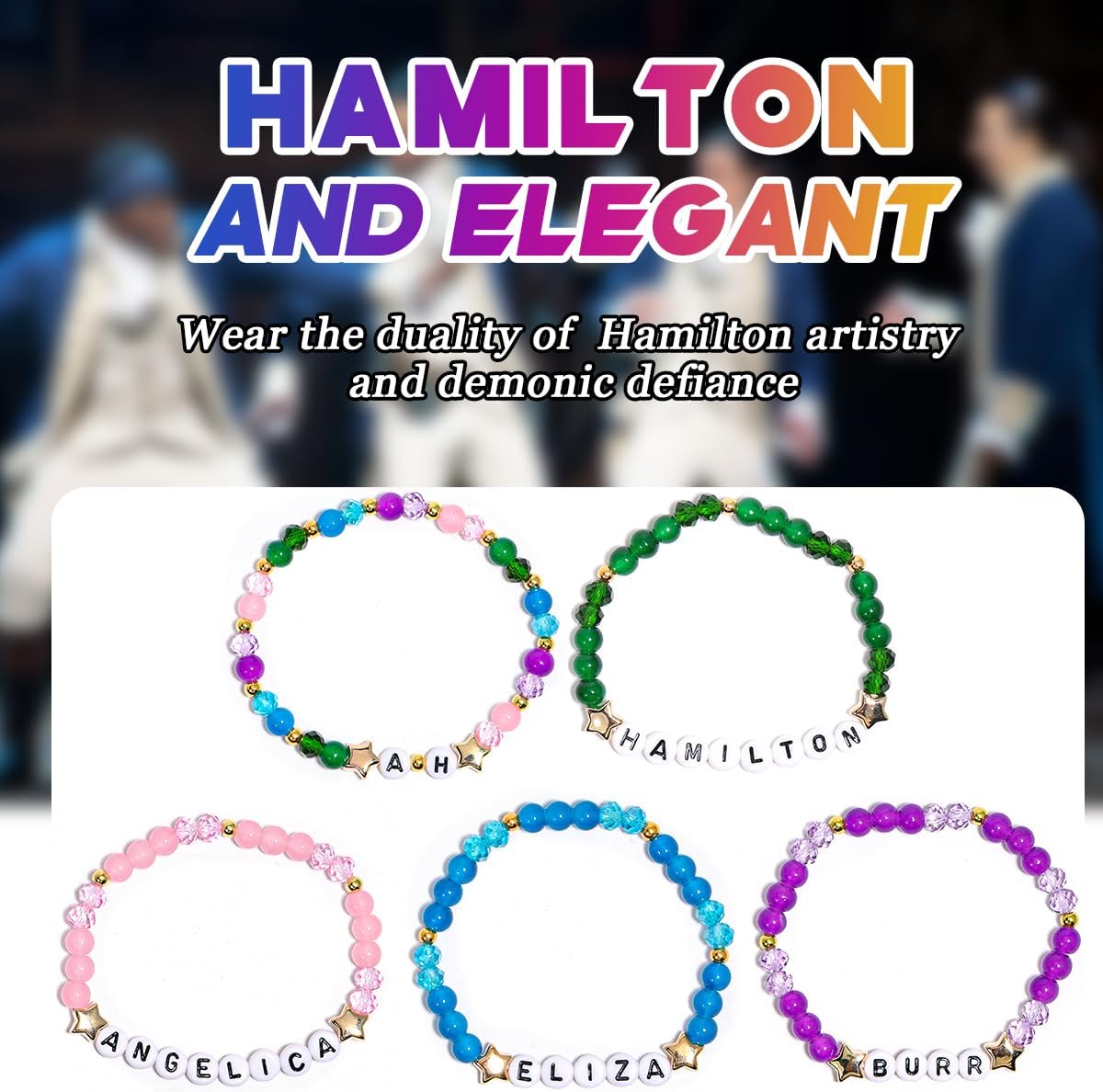 AICase for Hamilton Merch Gifts Crystal Inspired Bracelets 5 Pcs Stackable Stretch Friendship Beaded Bracelets Merchandise Jewelry Gifts for Fans Birthday Christmas Stocking Stuffers_3208 - Image 6
