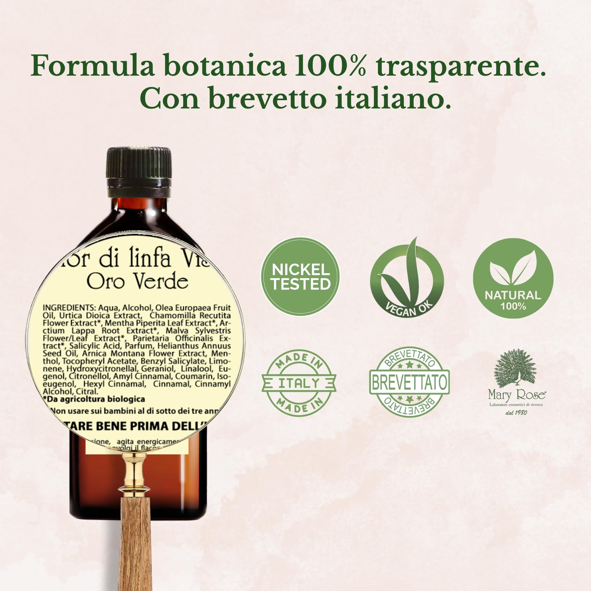 Mary Rose Fior di Linfa, Siero Viso Antirughe Donna Uomo con Vitamina E 100 ml, Contorno Occhi, Illuminante Concentrato, Alternativa alla Crema Viso, Biologico, Made in Italy