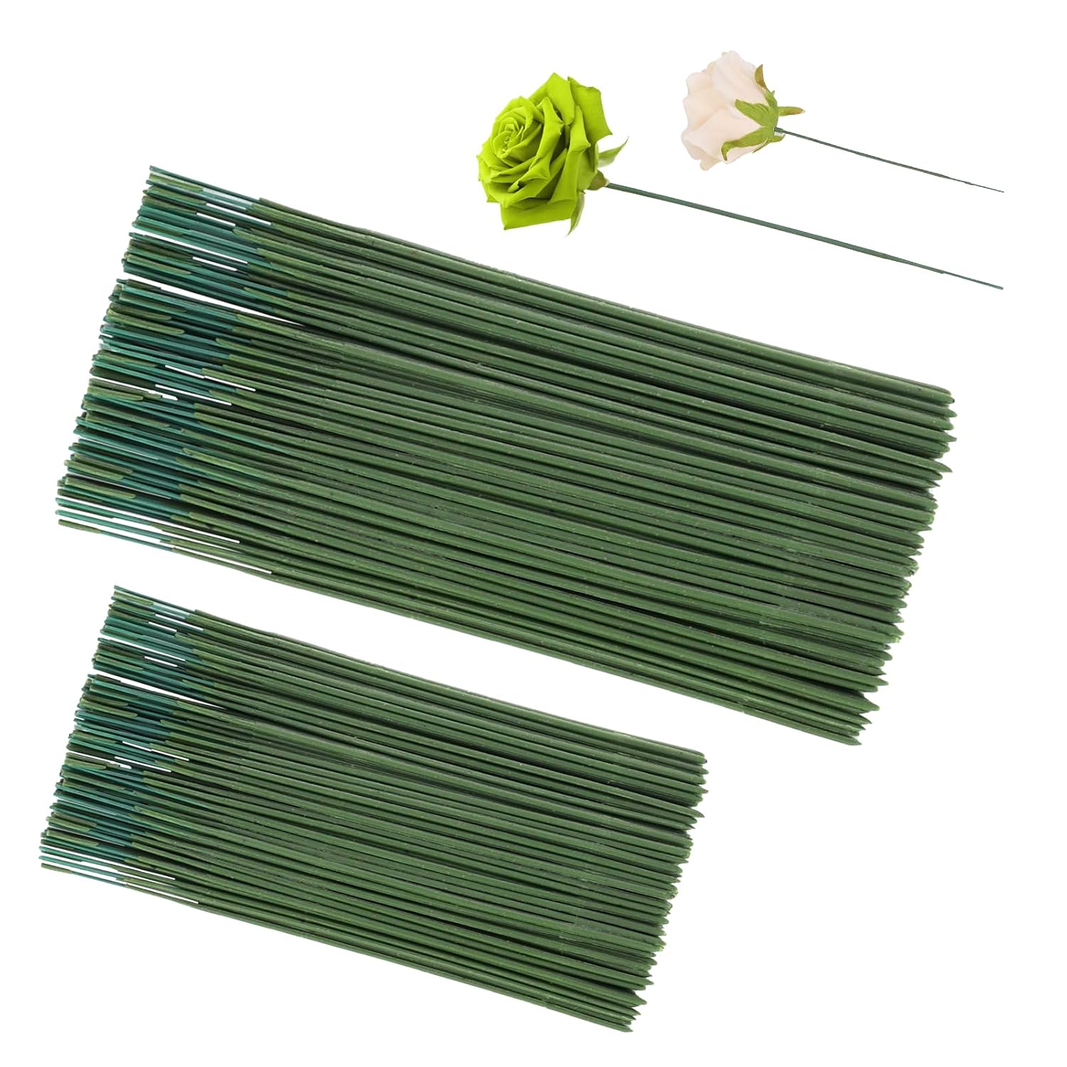 100 Pcs Green Flower Sticks 6.7inch/10inch Plastic Floral Stem Artificial Floral Rod Flower Stem Plastic Flower Stems Plant Stub Wire Green Floral Wire Sticks Stem for DIY Crafts Bouquet Stem(2 Size)