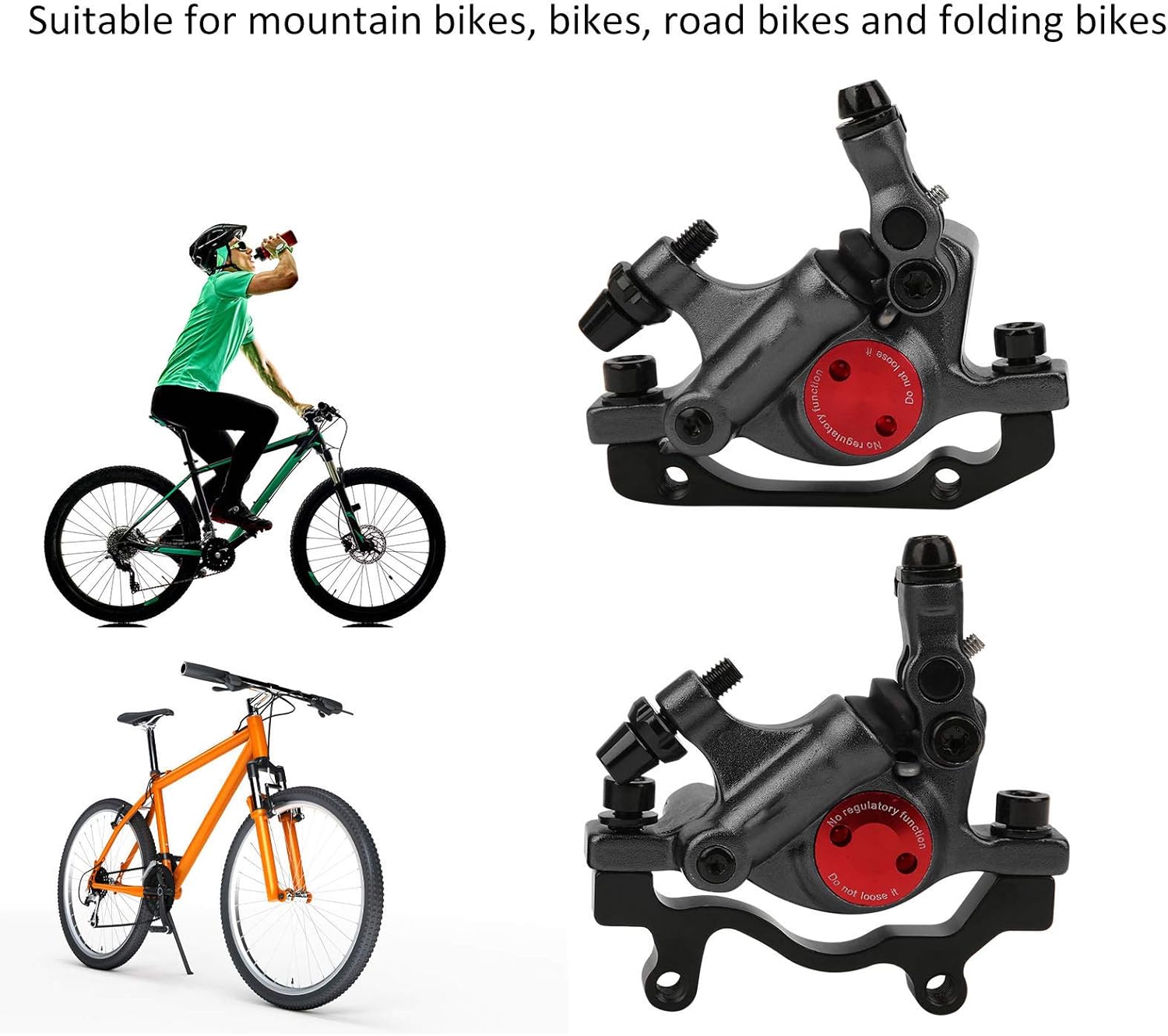 2Pcs Line Pulling Hydraulic Disc Brake Calipers, Aluminium Alloy Cycling Disc Brake Device, Folding Bicycle Accessory for Mountain Bike