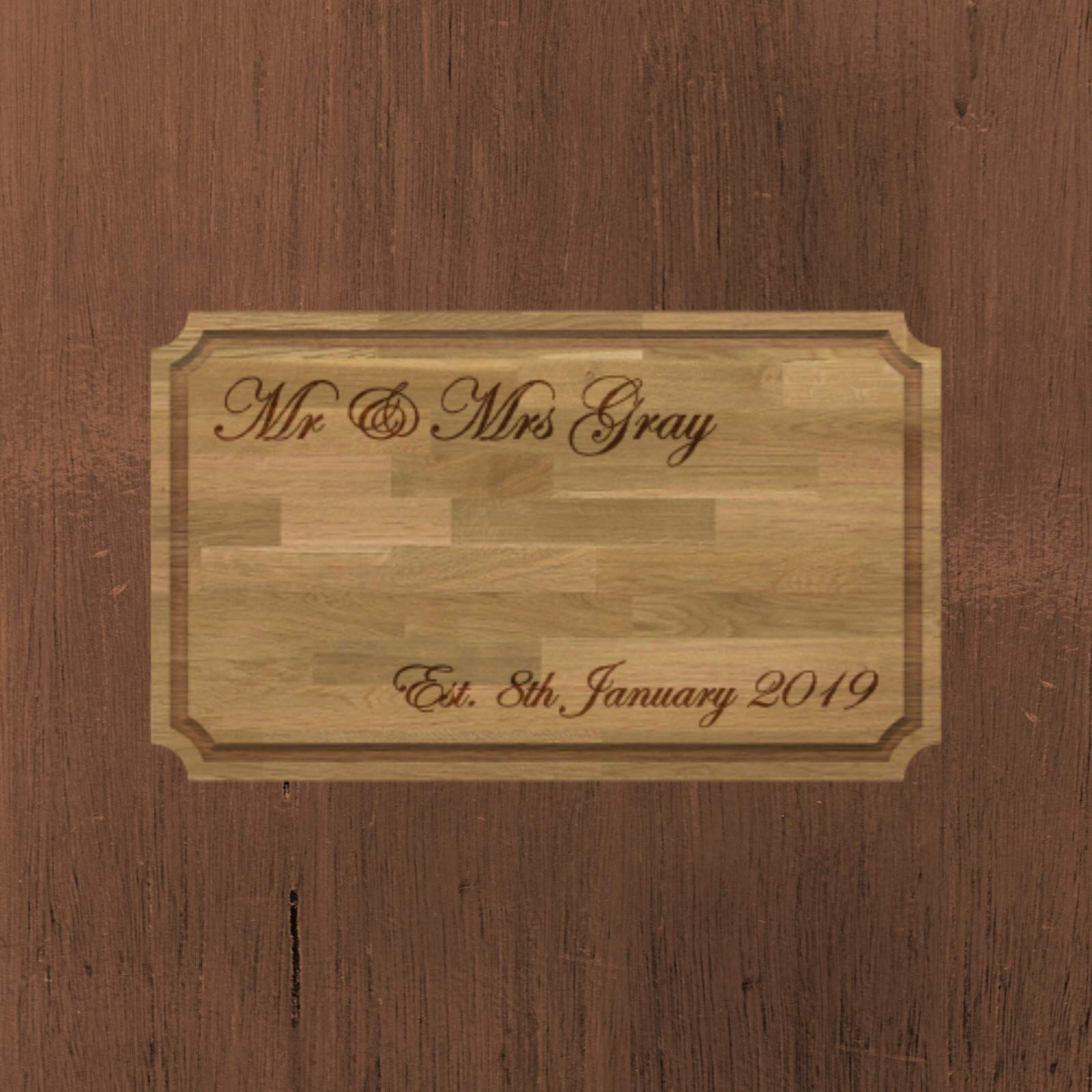 Be-Creative Tabla de cortar grande de madera maciza de roble natural, grabado y personalizable, estilo 1