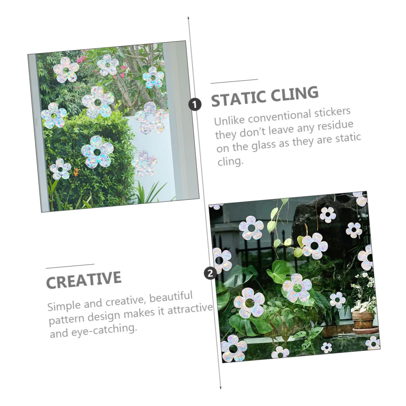 Cabilock 45 Stk kleines Blumenfenster merksam fensterbilder Fenstersticker terassentür Fensteraufkleber innen Blumenkunst Wandtattoo DIY-Aufkleber Anti-Kollisions-Glasaufkleber PVC Colorful