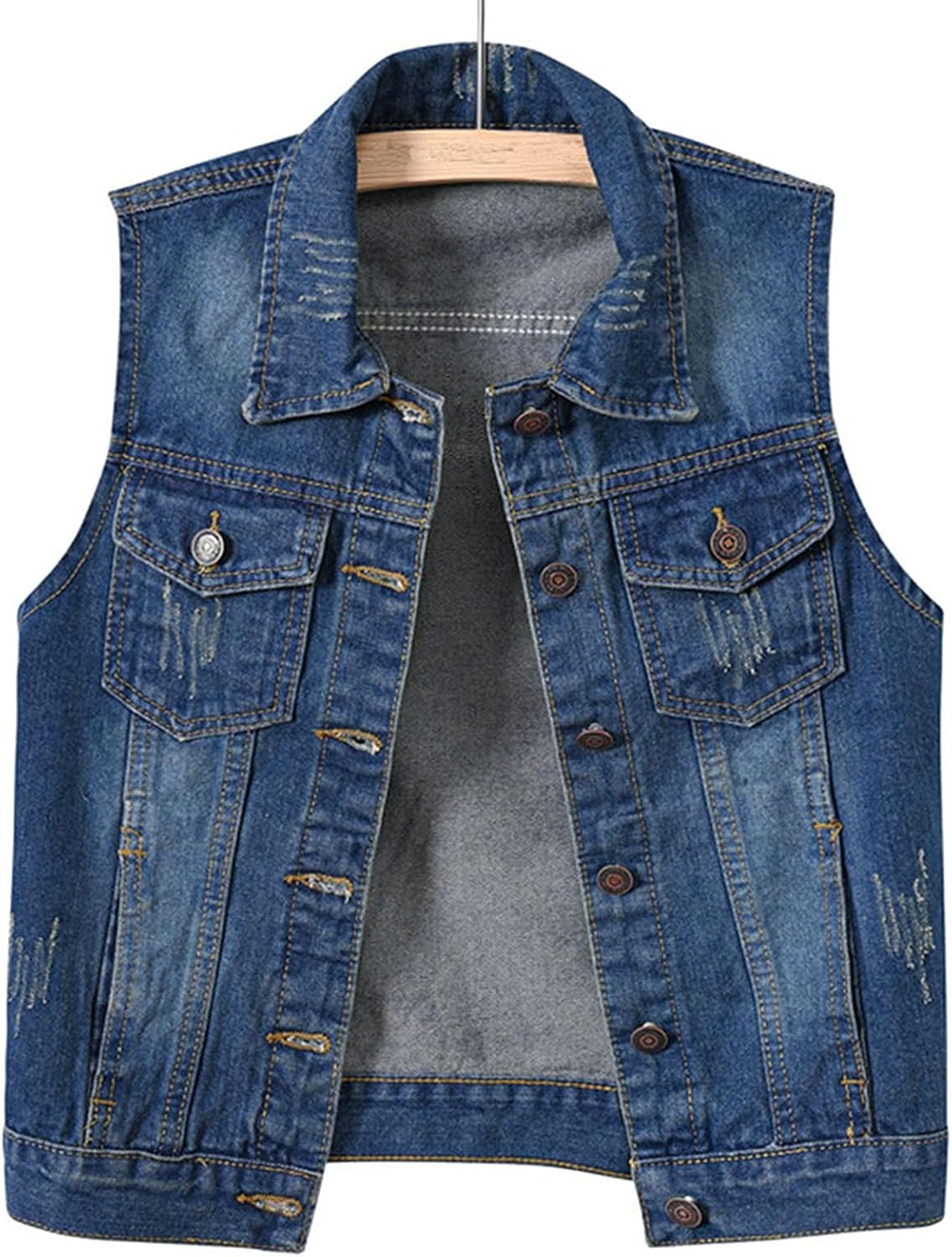 Denim Jacket Sleeveless Crop Vest 