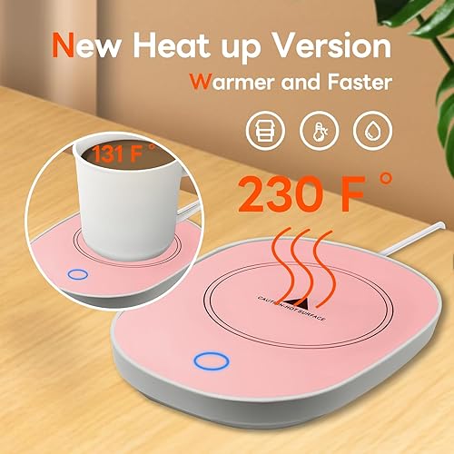 Miniatura 6 de Calentador de café para escritorio, calentador de taza rosa, té caliente, leche, agua, bebida, calentador de escritorio, placa eléctrica con apagado