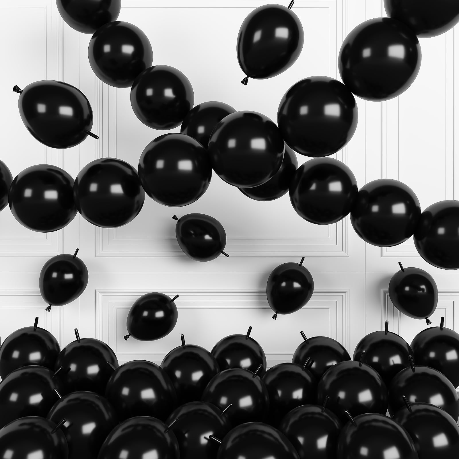 Black Link Balloons,120Pcs 6Inch Black Linking Balloons