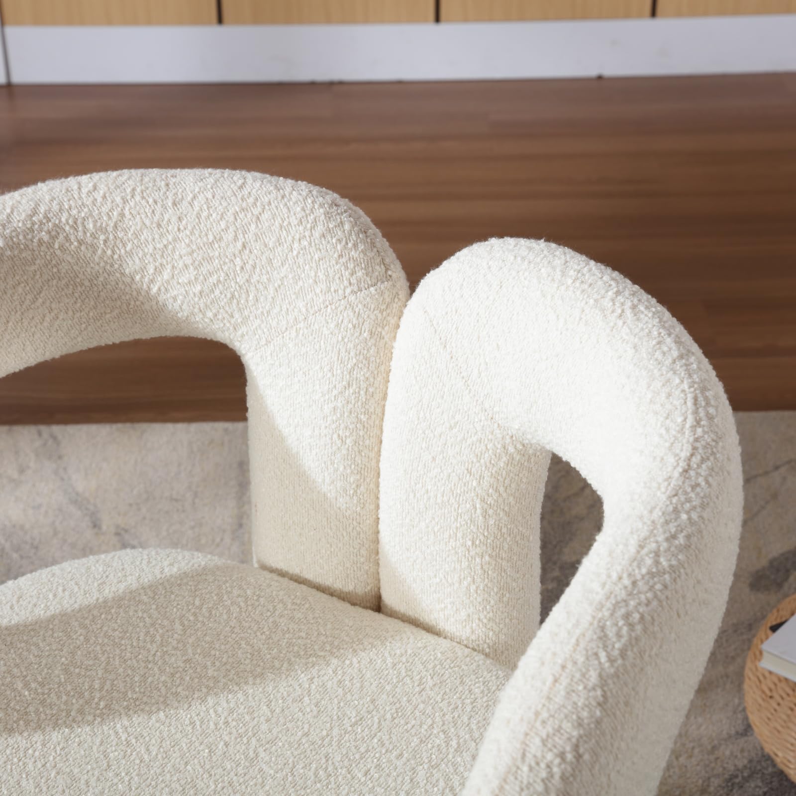 Sillas acentuadas giratorias de 360 grados, sillas redondas con acolchado ancho, silla de tela mullida para salón, dormitorio, oficina, sala de espera, beige