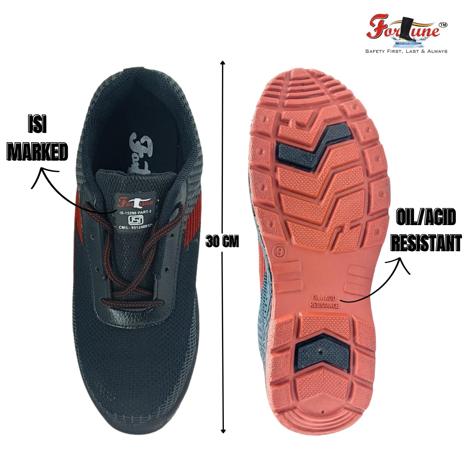 Fortune Low Ankle Steel Toe Safety Shoes for Men | PVC Sole, ISI Approved | Industrial | Light Weight | Sports Model Shoes 4 71Reun7UmAL. SL1500