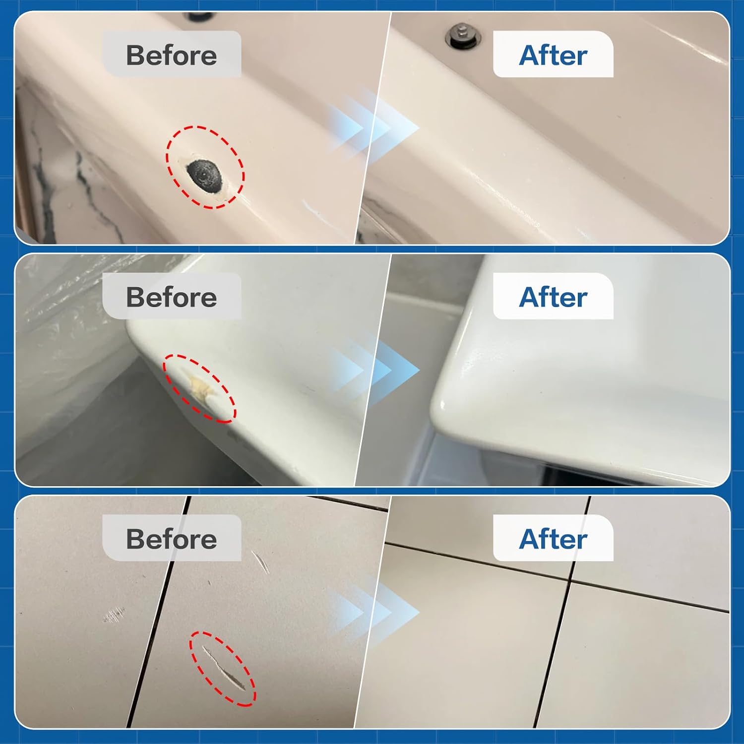 Tub and Tile Paint, Semi-Gloss White Touch Up Paint Pen for Scratches, Chips, Spots, Cracks on Bathtub, Porcelain, Enamel and Toilets,1.5 Fl Oz(White)