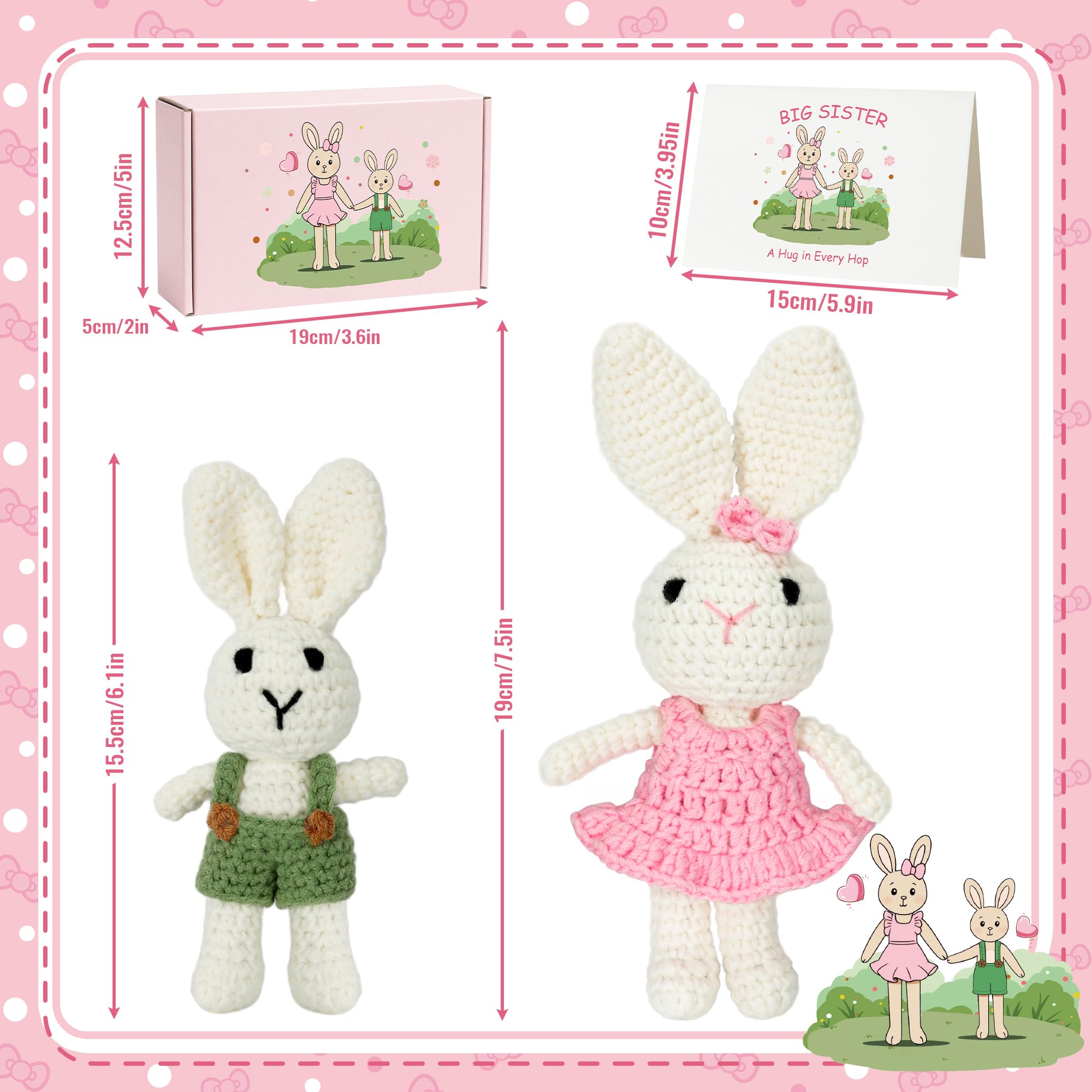 Big Sister Crochet Gifts for Girls, Big Sister Little Brother Doll Gift Set to Celebrate Little Girls Promoted to Sister, Gifts for Older Siblings of New Baby