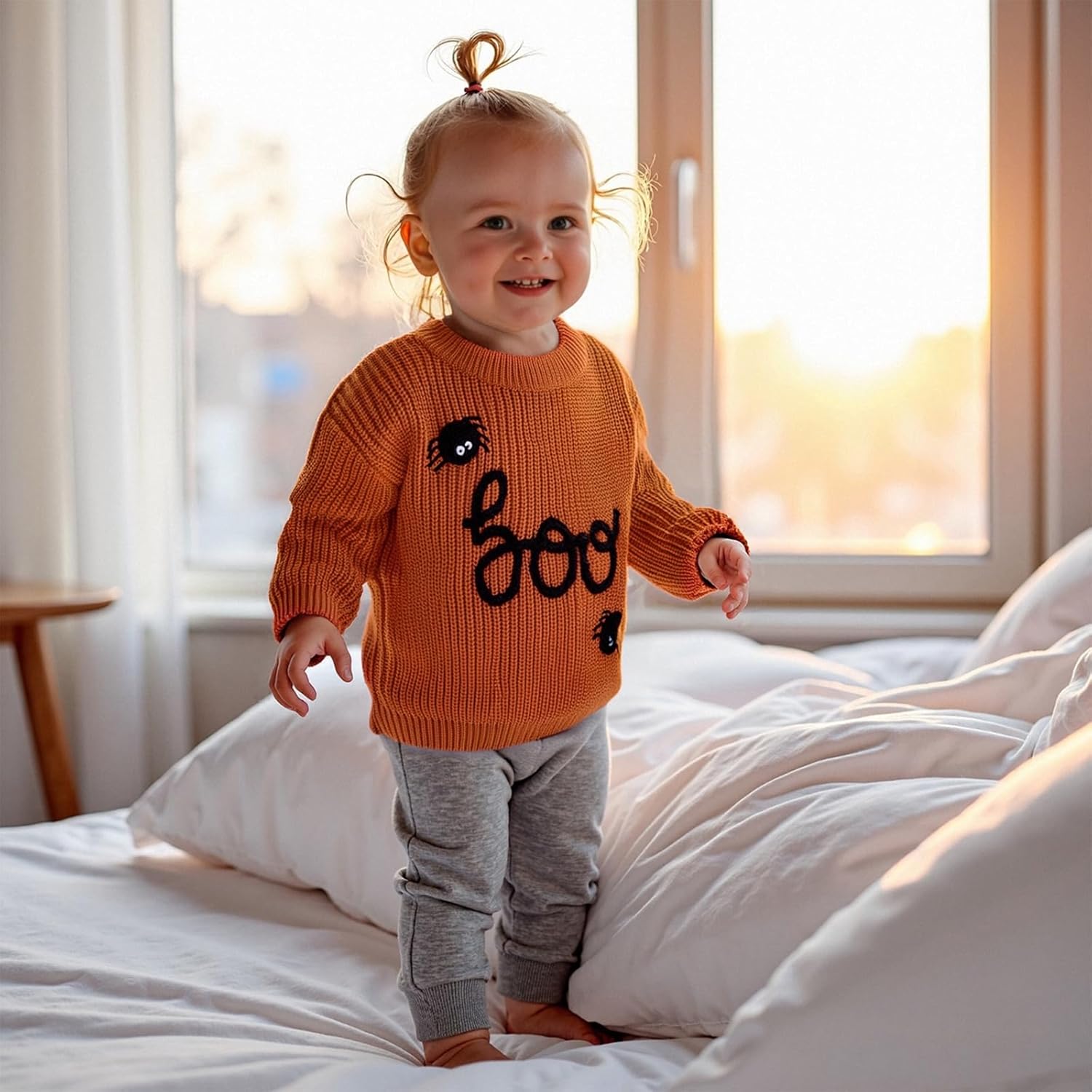 Toddler Baby Boy Girl Halloween Outfit Infant Pumpkin Embroidery Knit Sweaters Sweatshirt Tops Fall Winter Clothes - Image 2