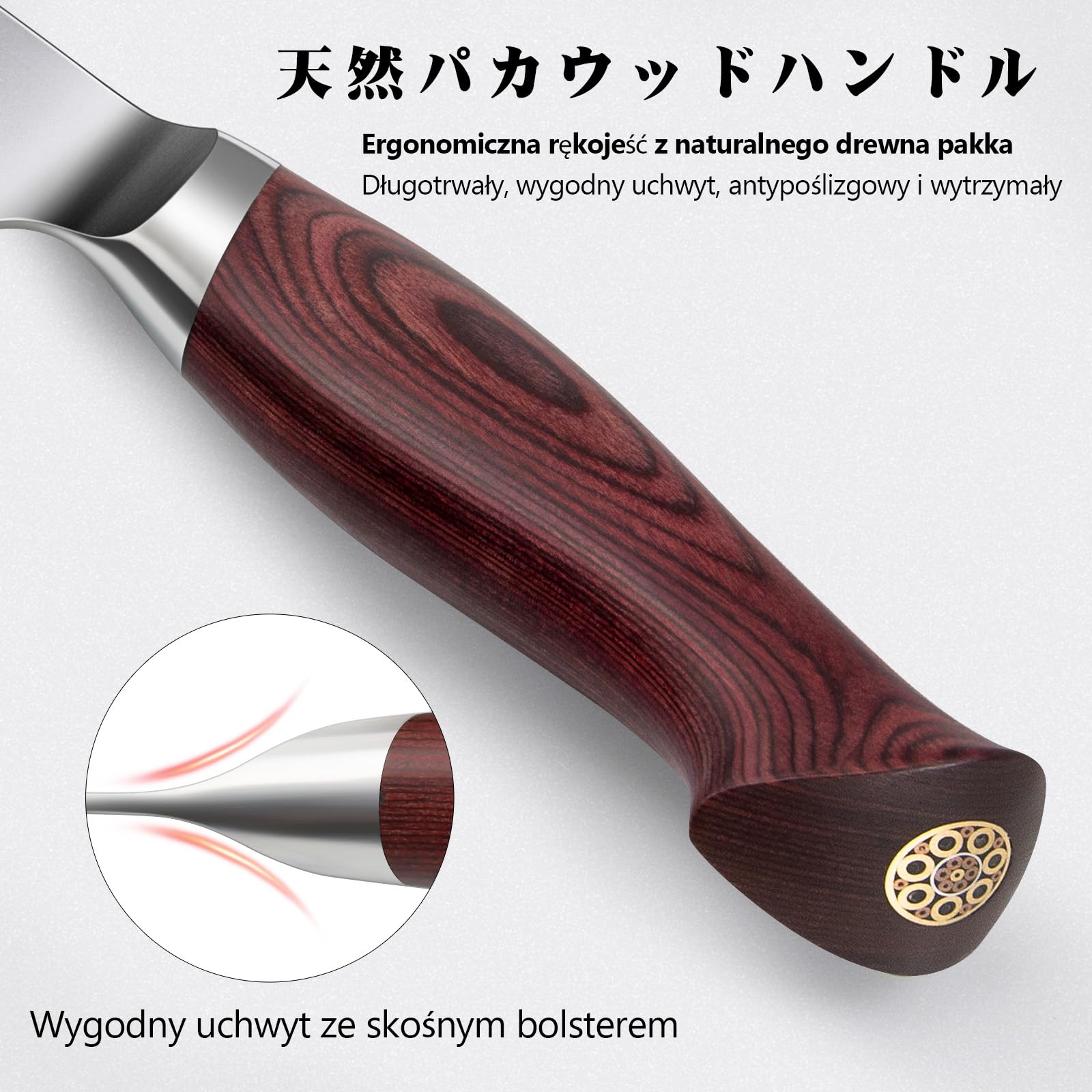 SANMEIHO Messerset 3-teilig, Japanisches Küchenmesserset aus 10Cr15MoV Edelstahl, Ultrascharfes Profi Kochmesserset mit Ergonomischem Holzgriff, Kochmesser Allzweckmesser Schälmesser - OKINAWA Series