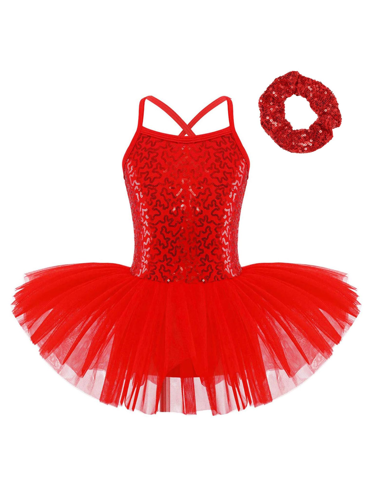 Oyolan Vestido de Danza Ballet Niña Princesa Vestido Tutu Lentejuelas Espalda Cruzada Traje Ropa de Baile Maillot Monos de Danza Clásica Traje de Bailarina — view 8