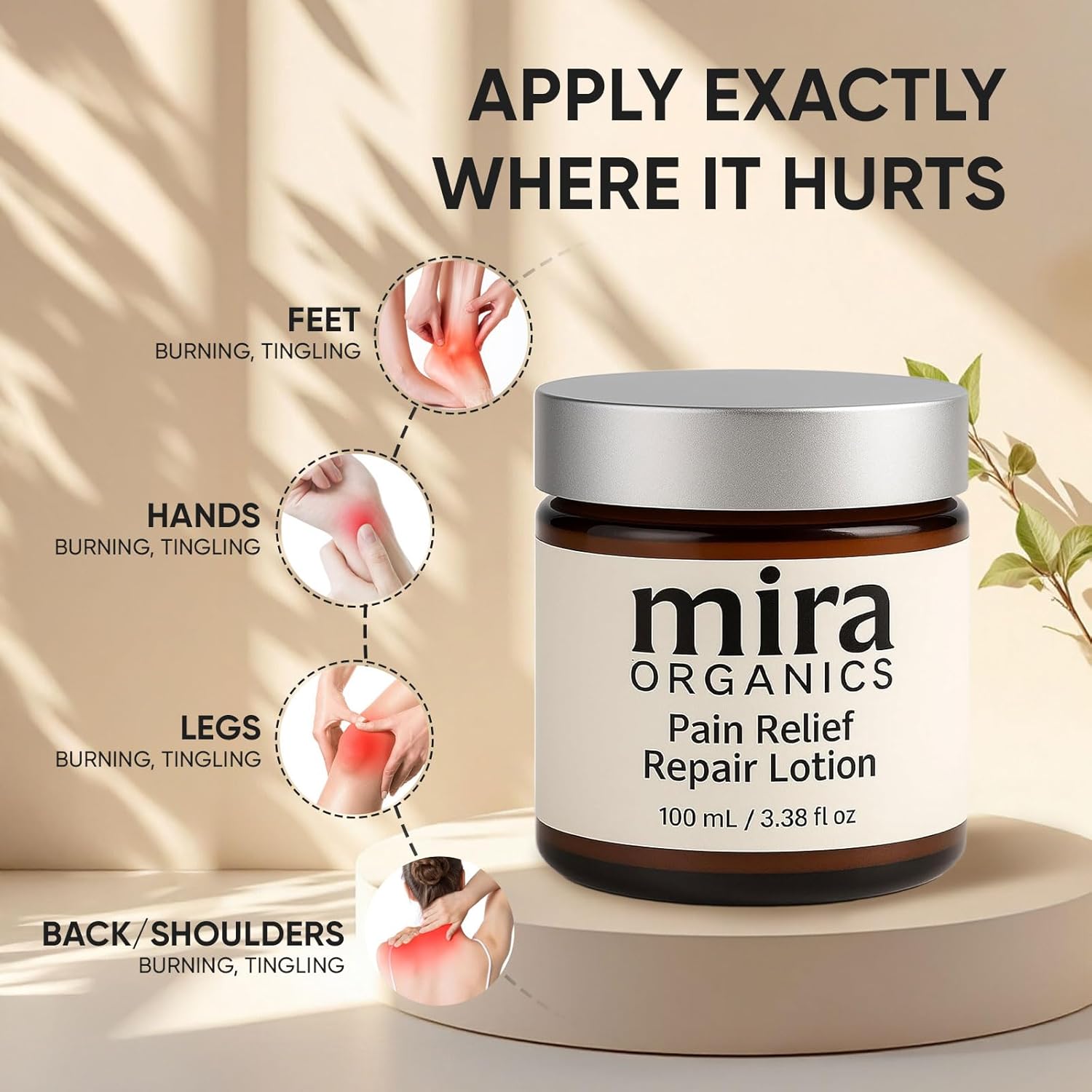 Mira Relief Repair Lotion – Magnesium & Arnica Botanical Body Lotion, Plant-Based, Fast-Absorbing, Non-Greasy Formula 100 mL / 3.38 fl oz - Image 5