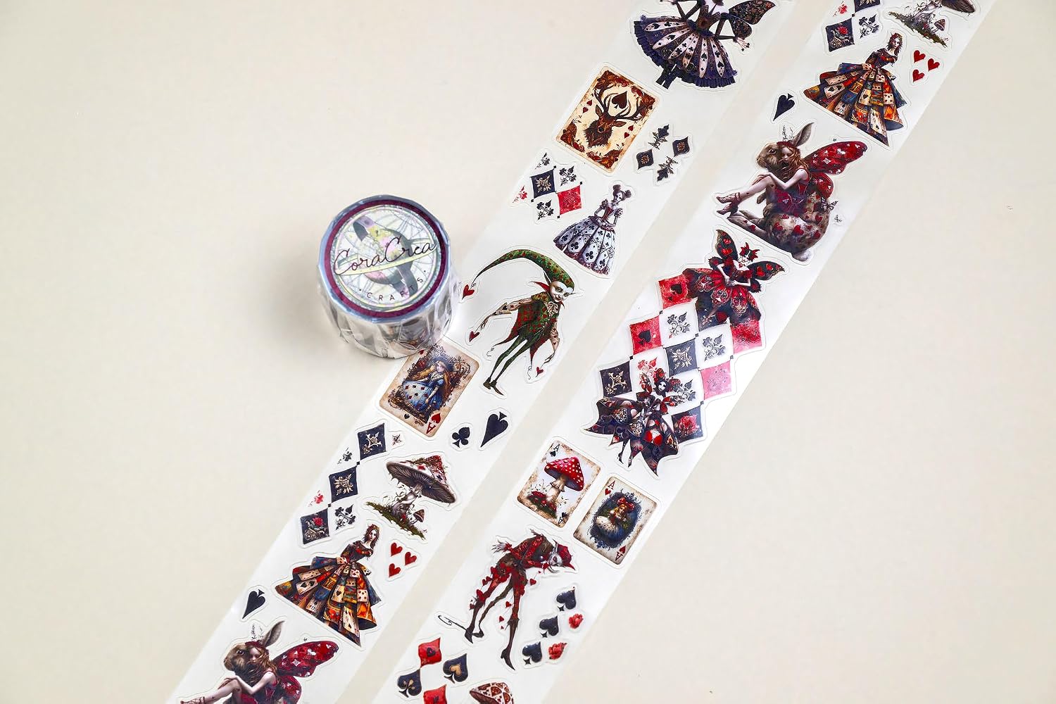 Alice’s Dark Fairies Transparent Washi Tape 4x5 cm – Decorative Scrapbooking Craft Adhesive Roll with Gothic Fairy Art, Fantasy Illustration Design for Journals, Planners, Cards & DIY Projects