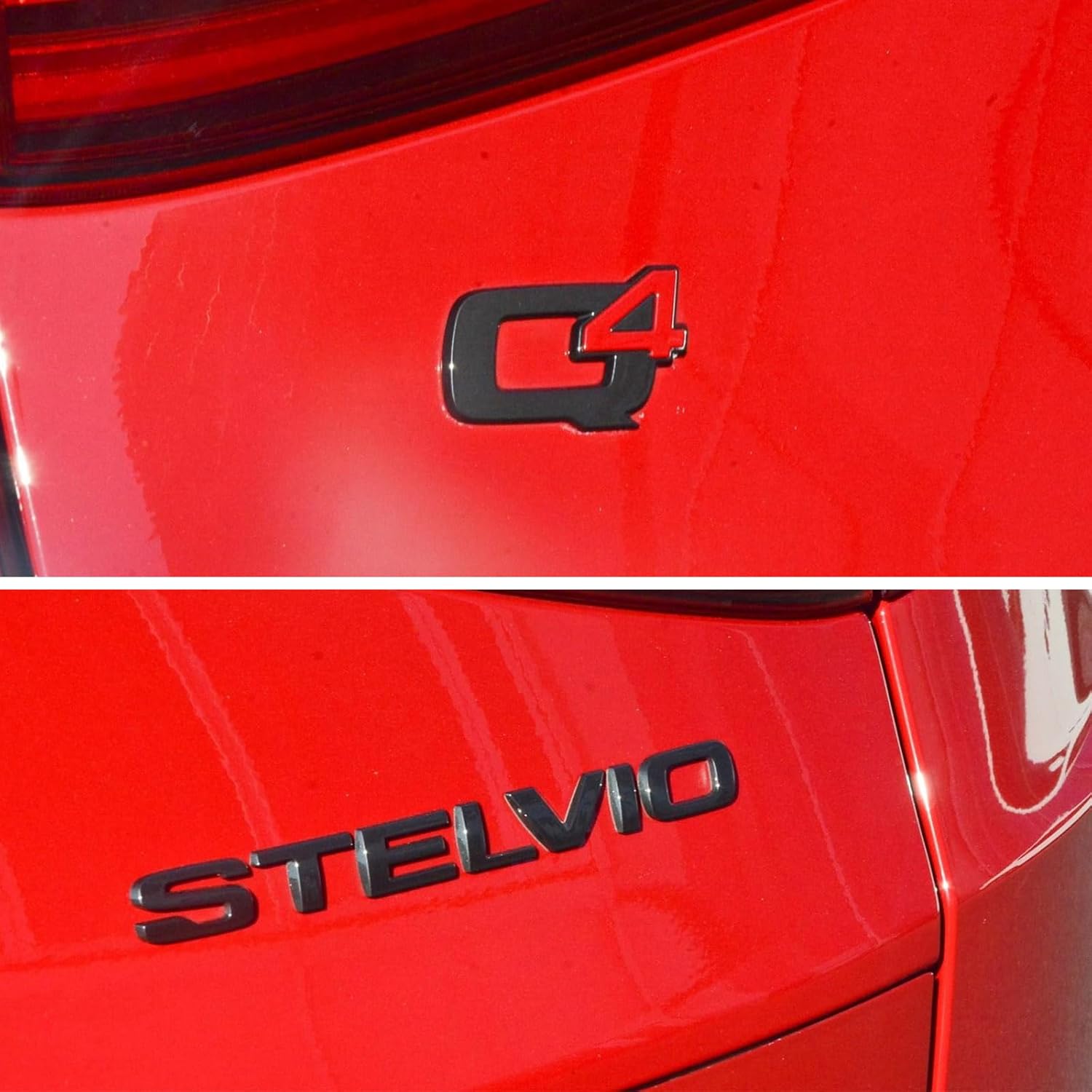 3D Letter Metal Trunk Stelvio Q4 Base Black Logo, for Alfa Romeo Stelvio Q4 Sports Tailgate Letter Sticker Micro Stamp, 2016 2017 2018 2019 2020 2021 2022 2023 Stelvio Accessories