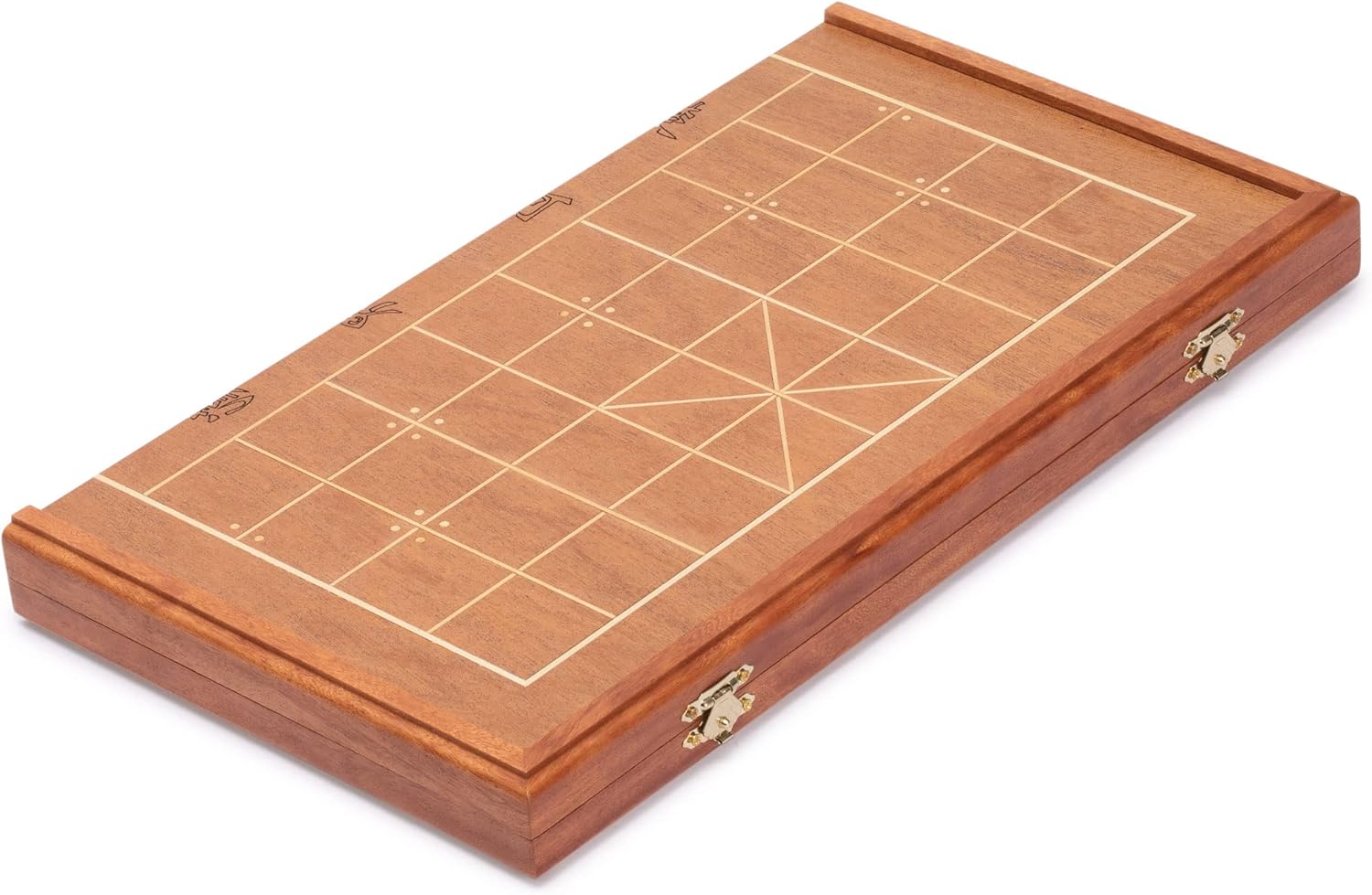 Yellow Mountain Imports Chinese Chess (Xiangqi) Set with Folding Rosewood Veneer Board (16.3-inch) and Acrylic Playing Pieces