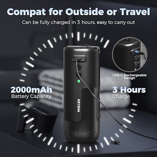 Miniatura 5 de Eliminación de cera de oído, paquete familiar de 12 puntas Kryzma S08 limpiador eléctrico de oídos con una sola mano, sistema de lavado de riego de