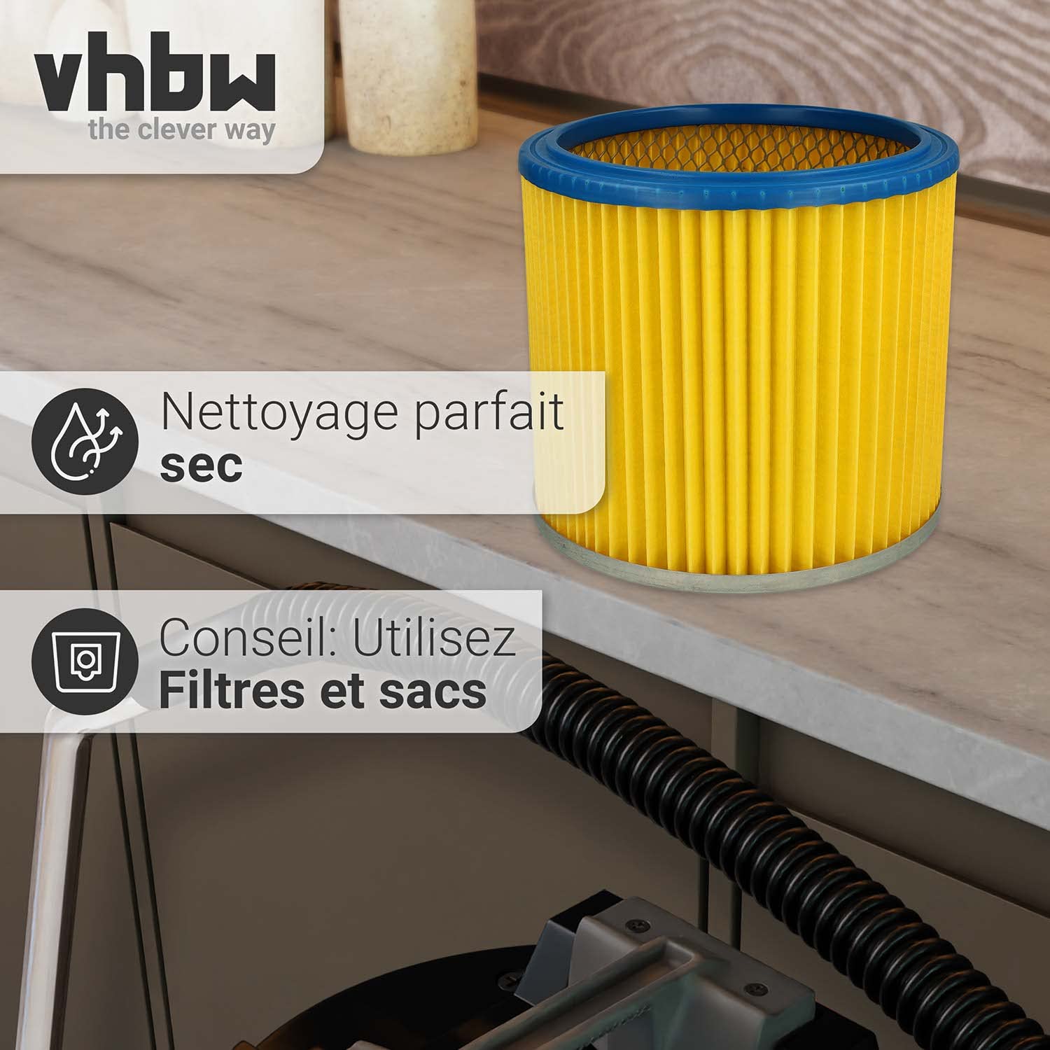 vhbw 3x filtre plissé compatible avec Einhell HPS 1300 aspirateur