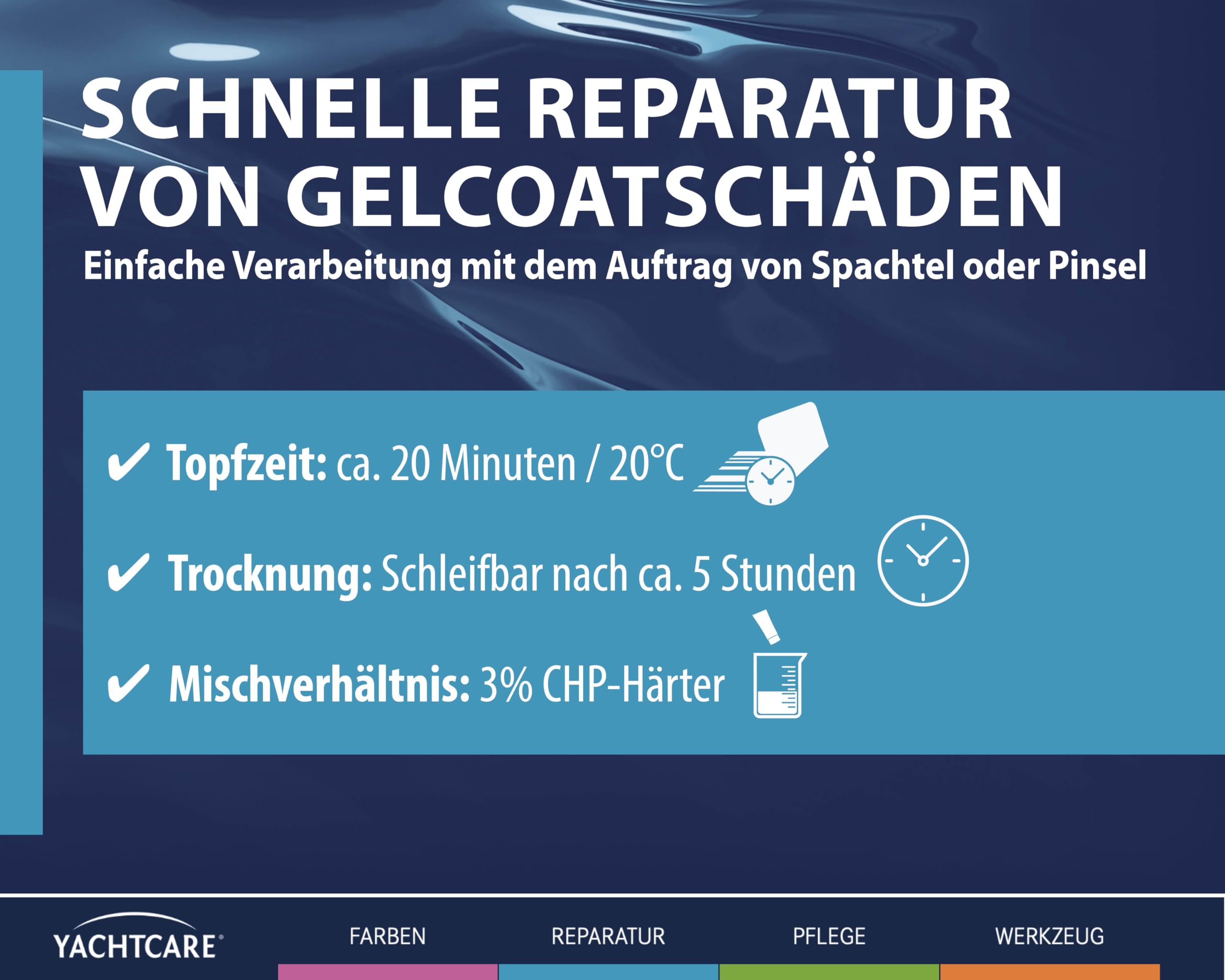 Yachtcare Gelcoat VT RAL9001 - Kit de reparación sin estireno, 200 g, para pequeños arañazos y astillas, Ideal para Barcos, caravanas y autocaravanas