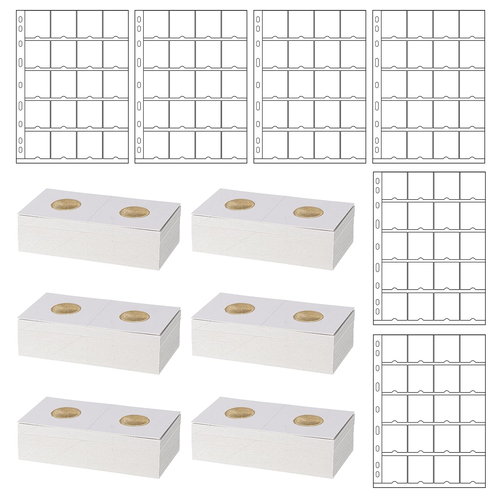 300 Stück Münzhalter Aus Karton – Weiß, 5,1x10,2 Cm Für 31,5 Mm Münzen