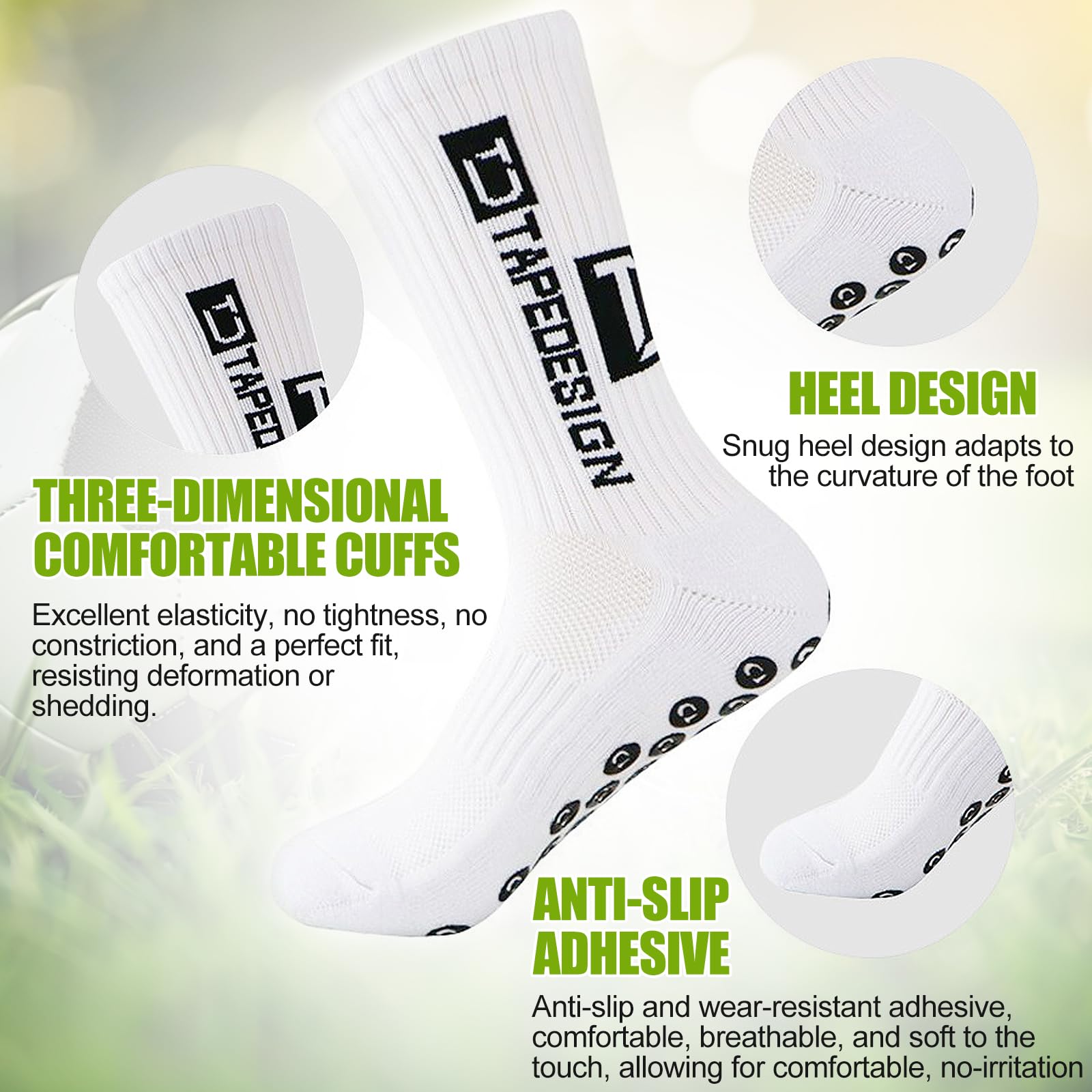 6 Pares de Calcetines Deportivos Antideslizantes, Calcetines de Fútbol, 39-46 Calcetiness Antideslizantes Futbol, Calcetiness Deporte Unisex para Running Ciclismo Trekking Baloncesto