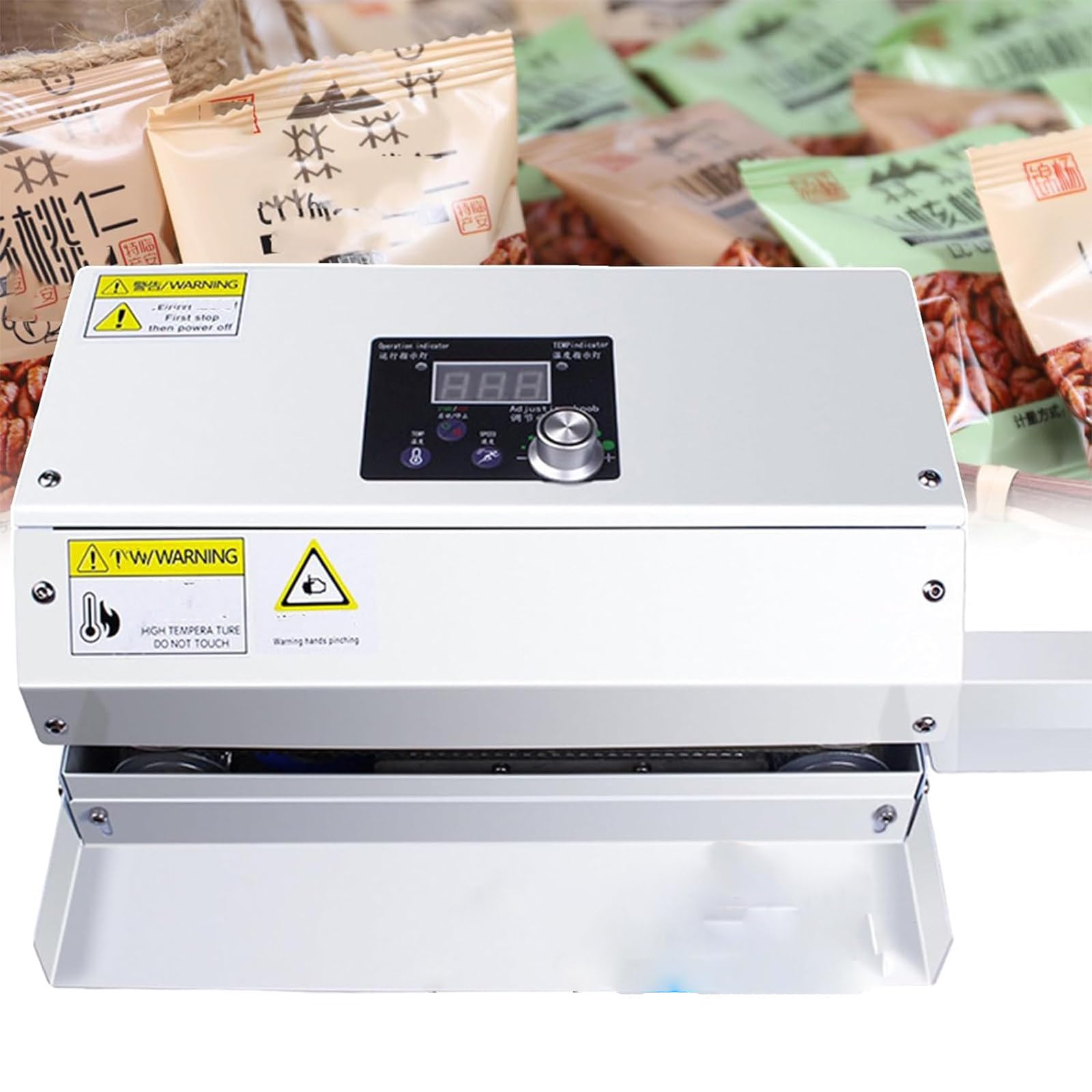 AYCDL Heat Sealer Machine for Food Bags - Adjustable Temp & Speed, Continuous Band Sealing for Kraft, Plastic & Foil Bags - Ideals for Warehouse, Shop & Factory Use