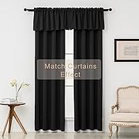 Vista 2 de Pickluc Cortinas opacas con cenefa de 18 pulgadas de largo, cortinas cortas con bolsillo para barra para ventana de cocina, baño, sala de estar