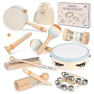 Musikinstrumente für Kinder Kinderspielzeug ab 2 Jahre Holzspielzeug Baby Schlagzeug Kinder Trommel Percussion Instrumente Musikinstrumente Baby Montessori Spielzeug ab 3 Jahre - Amazon product rated Grade A