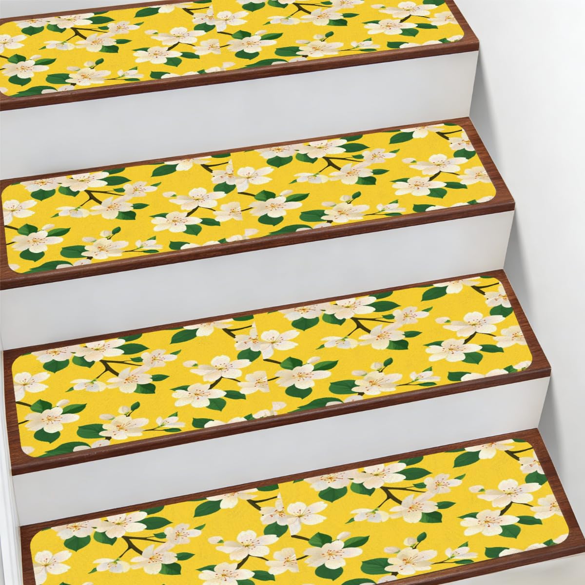 Protectores de escalera antideslizantes amarillos para evitar caídas de niños y mascotas