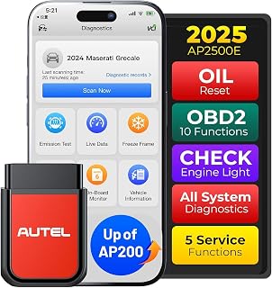 Autel AP2500/AP2500E OBD2 Scanner Bluetooth Code Reader, Upgraded of AP200, OBDII Scanner All-System Diagnostic Tool, CAN FD, 5 Hot Resets, AutoVIN, Check Engine Light, Car Code Reader for Android/iOS