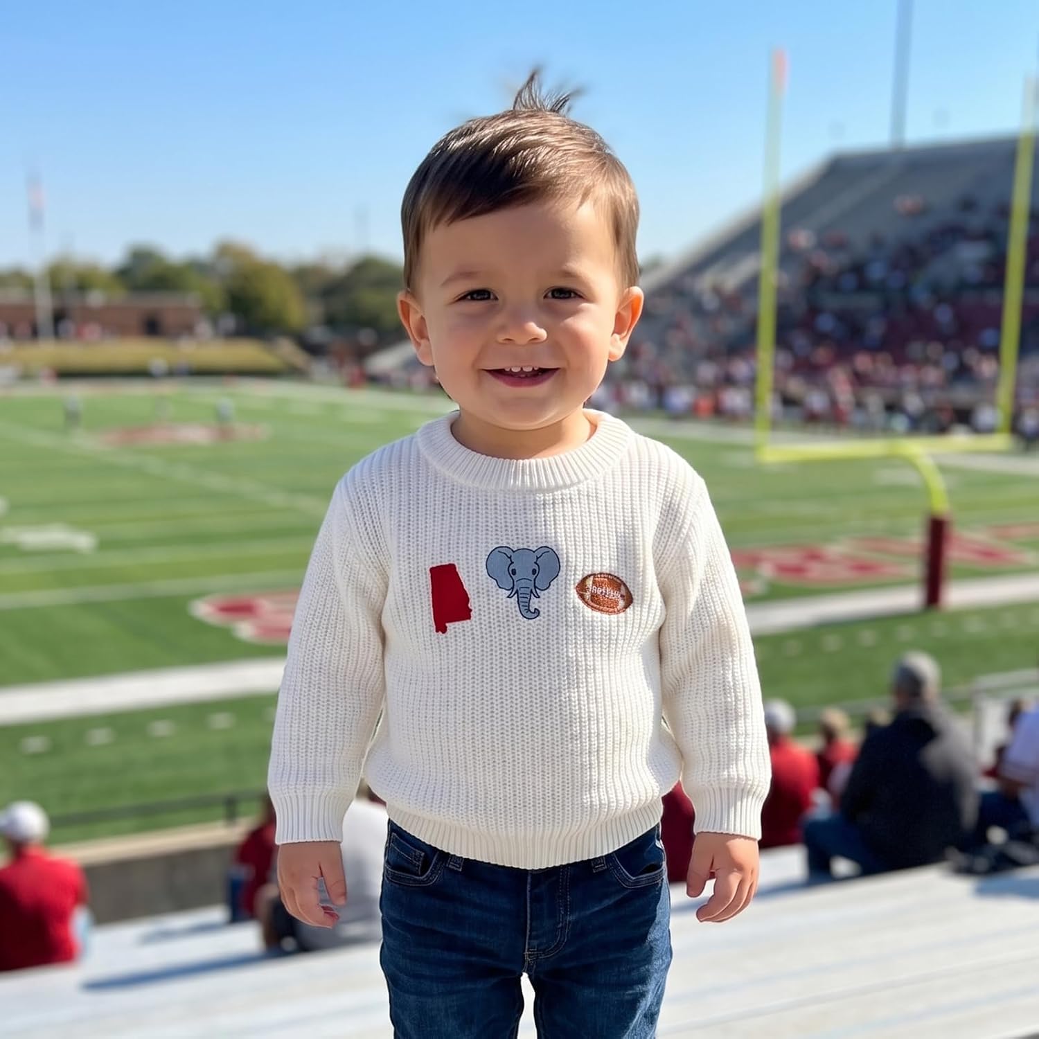 Baby Boy Football Outfit Long Sleeve Embroidered Sweater Pullover Knitwear Top Newborn Infant Boys Sweaters