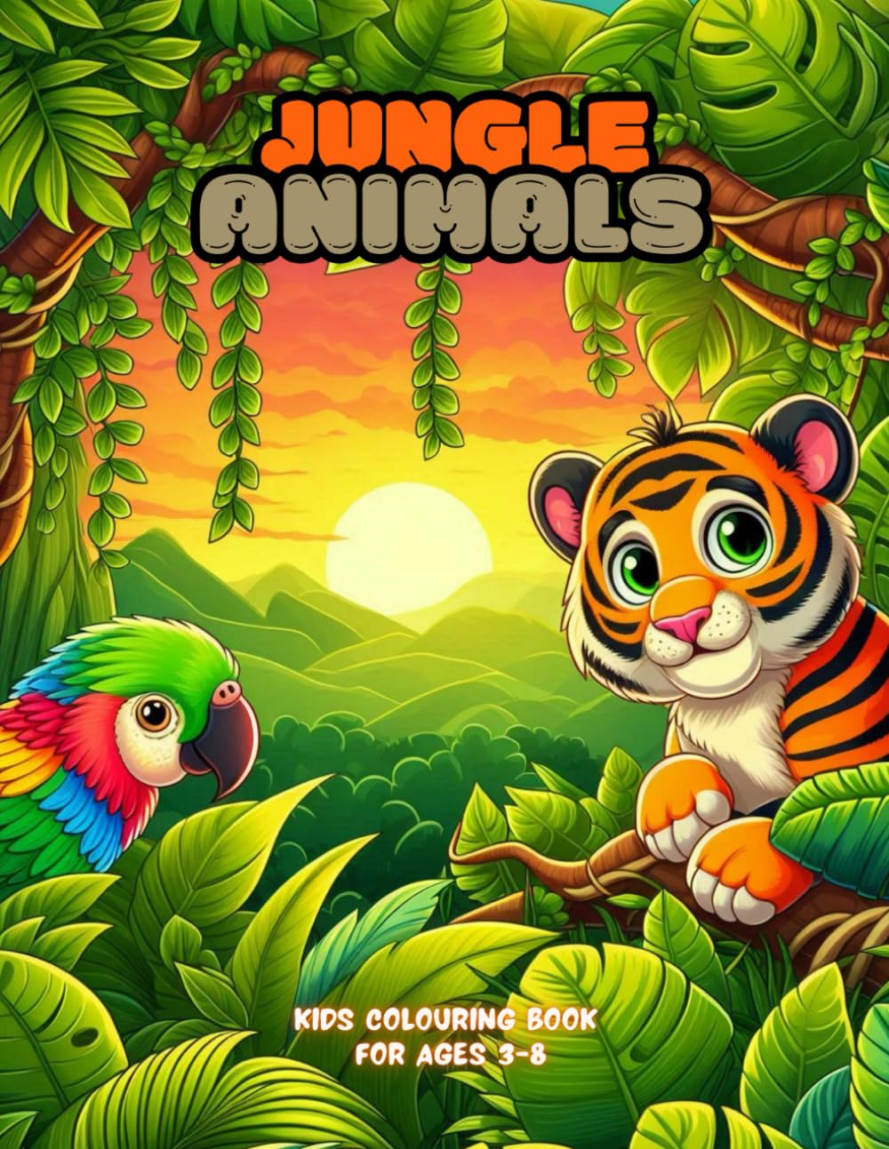 Jungle Animals: Kids Colouring Book For Ages 3-8 (Kids Animal Colouring Books)