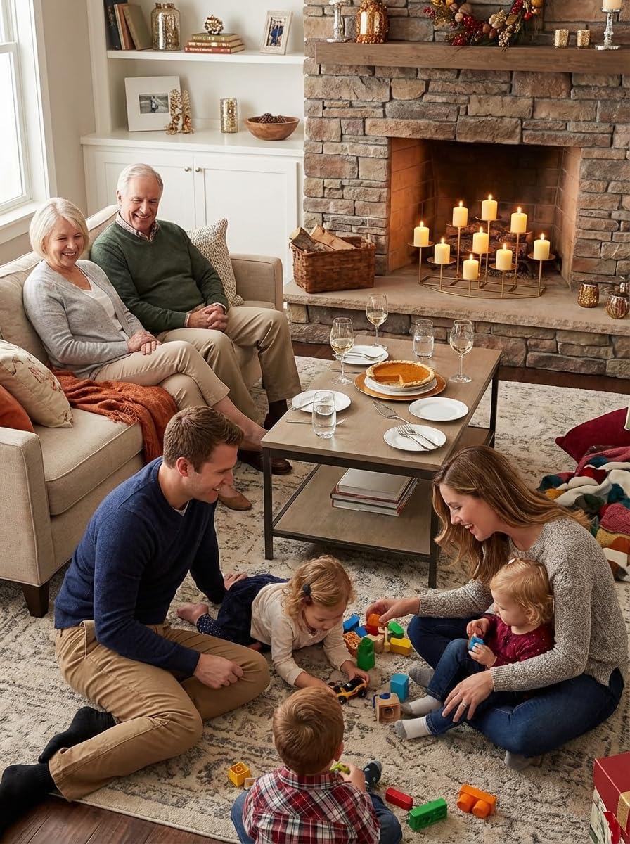 Romadedi Fireplace Candle Holder 9 Candelabra - for Pillar Candles Gold Candle Stand Iron Table Centrepiece Mantle Floor Decor Christmas Advent Decoration