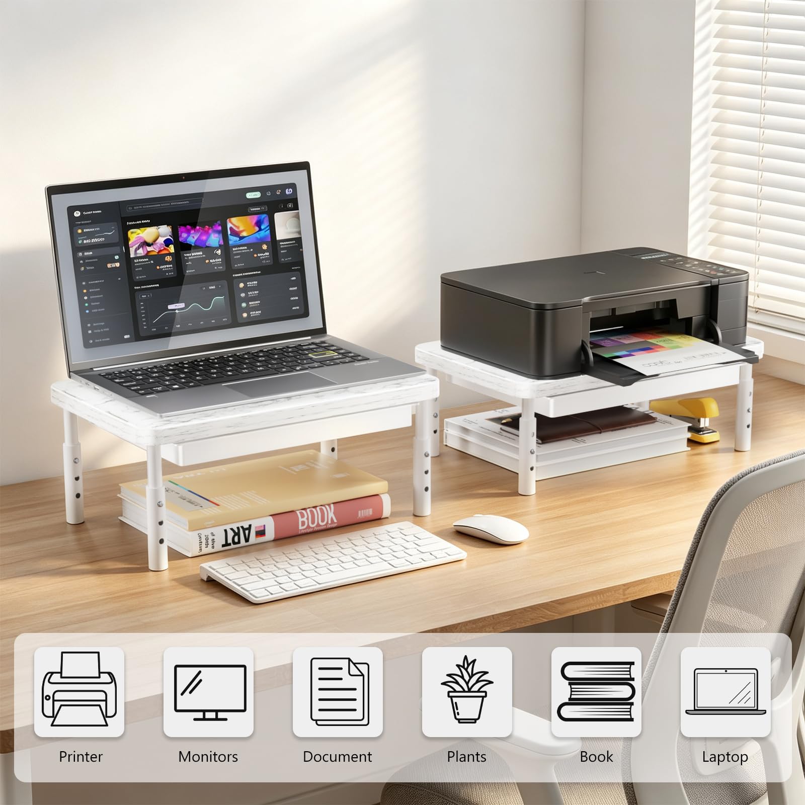 WALI Computer Monitor Stand with Storage, Monitor Riser 3 Height Adjustable view 9