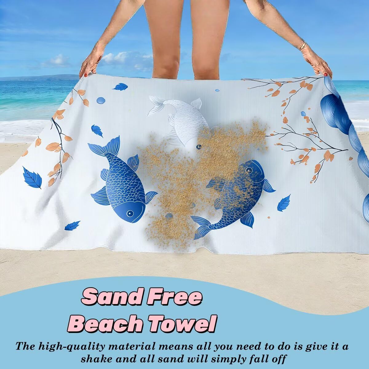 Ręcznik plażowy XXL, 100 x 220 cm, zestaw 2 szt., z mikrofibry, ręcznik plażowy w kształcie ryby, szybkoschnący, do sauny, fitness, bez piasku, ręcznik plażowy, do sauny, duży ręcznik kąpielowy