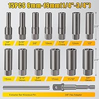 Vista 3 de Topec Kit de extractor de pernos profundos de 15 piezas, juego de enchufes extractores de tuercas de 0.236 a 0.794 pulgadas, removedor de pernos