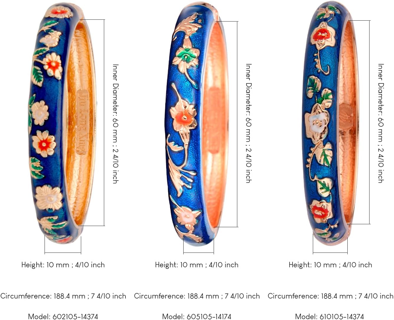 UJOY Womens Multi-colors Cloisonne Bracelet Gold Plated Flower Hollowed Enameled Hinged Cuff Bangles Jewelry Gift 88A10