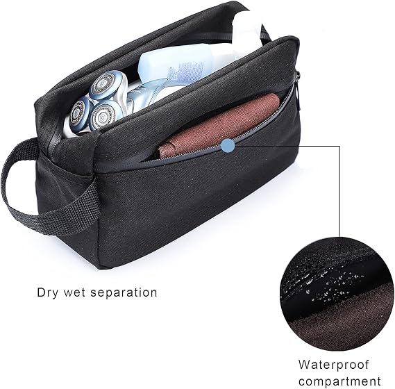 Toiletry Bag for Men, Etercycle Portable Travel Wash Bag, Waterproof Toiletries Cosmetic Organizer Bag, Gym Shaving Shower Bathroom Bag, Dopp Kit Make Up Bag with Handle (Black)