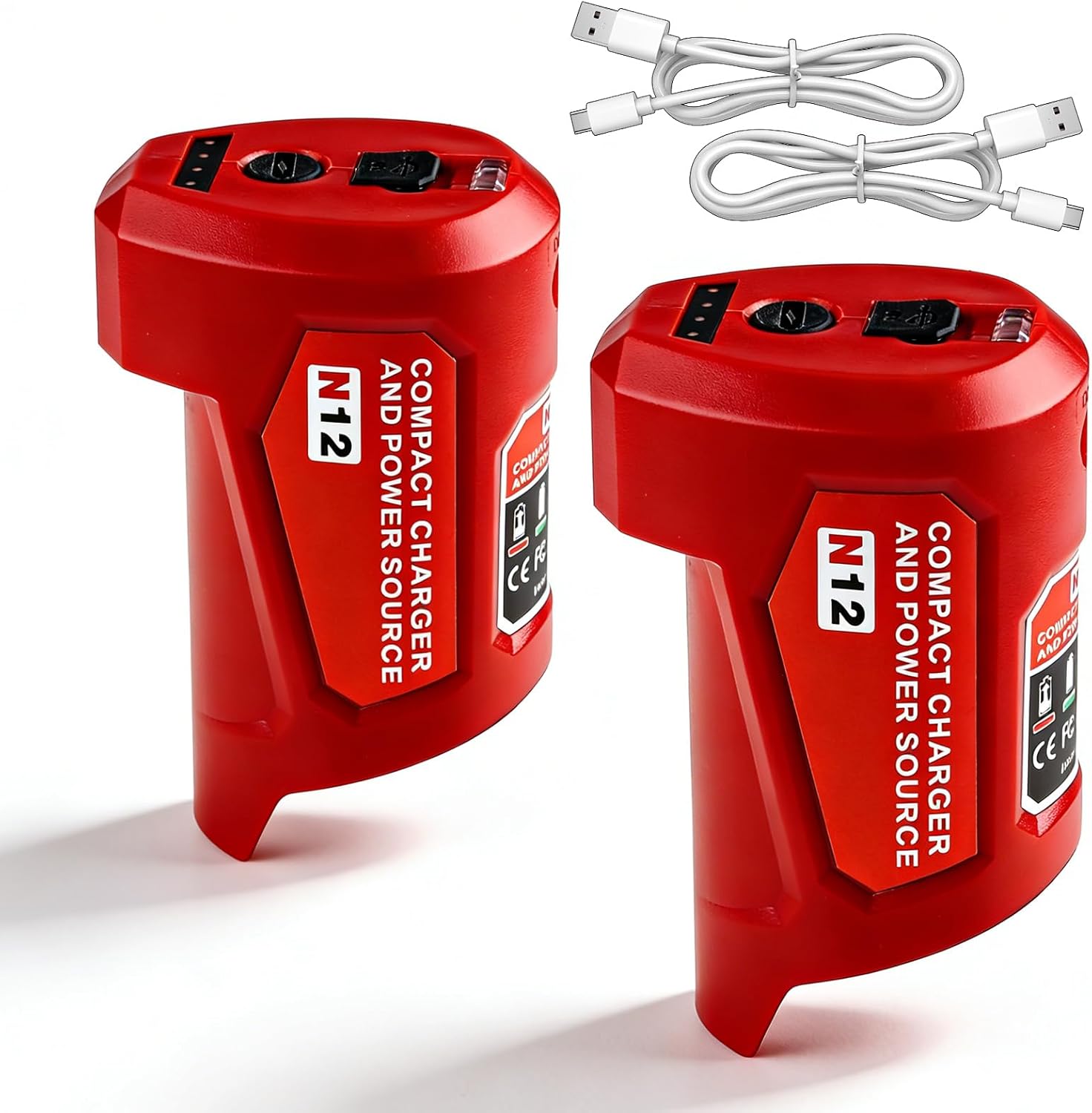 2Pack 12V USB Adapter Replacement for Mil-Waukee 12v Battery- Compatible with 12Volt Heated Jacket 49-24-2310, 48-59-1201 & 12v Batteries 48-11-2420 2411 2401 - Adapter ONLY