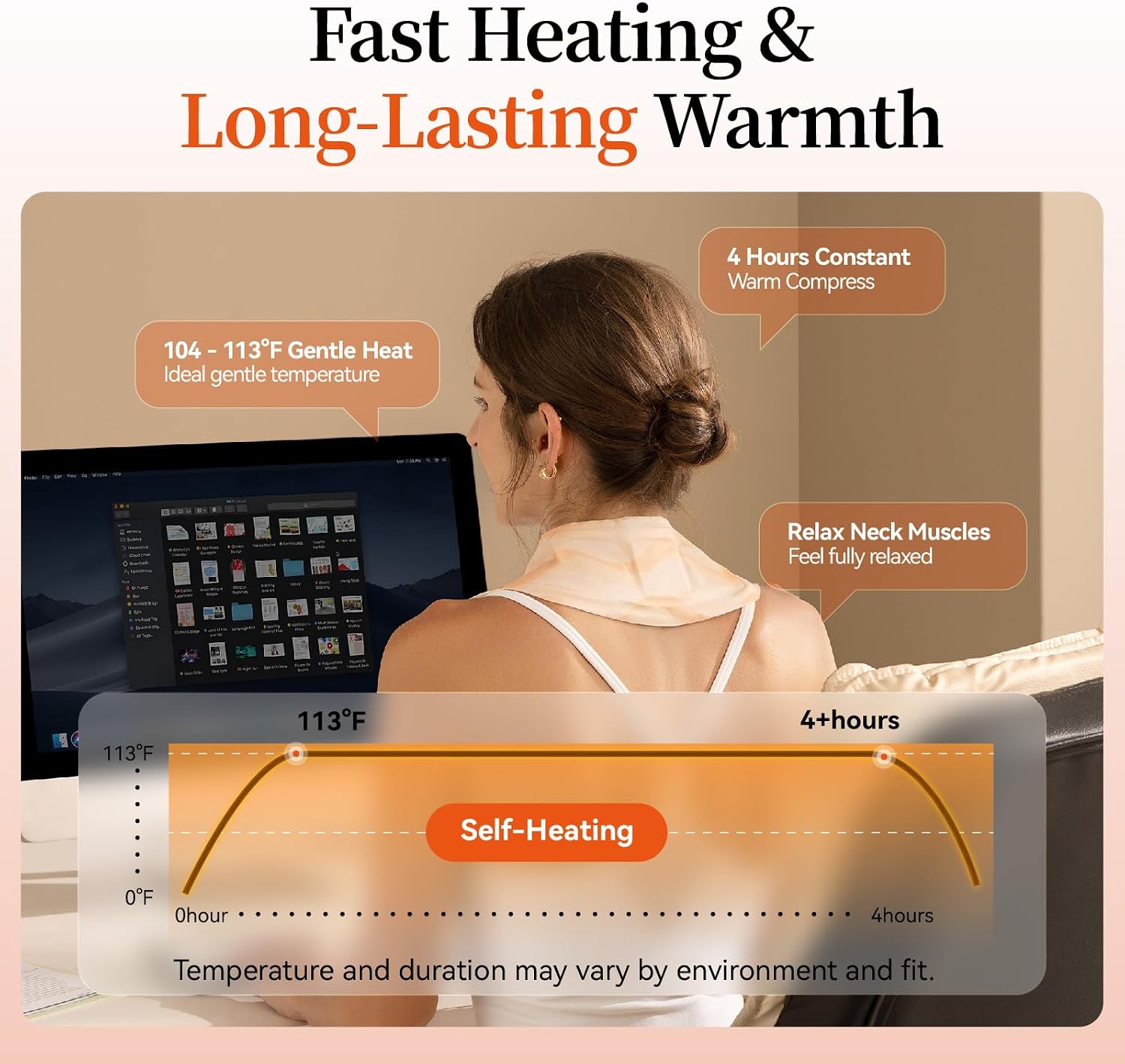 Disposable Self-Heating Steam Neck Pad, Portable Heating Wrap for Neck Comfort & Muscle Relaxation, Unisex for Home, Office & Outdoor Use, 12 Pack